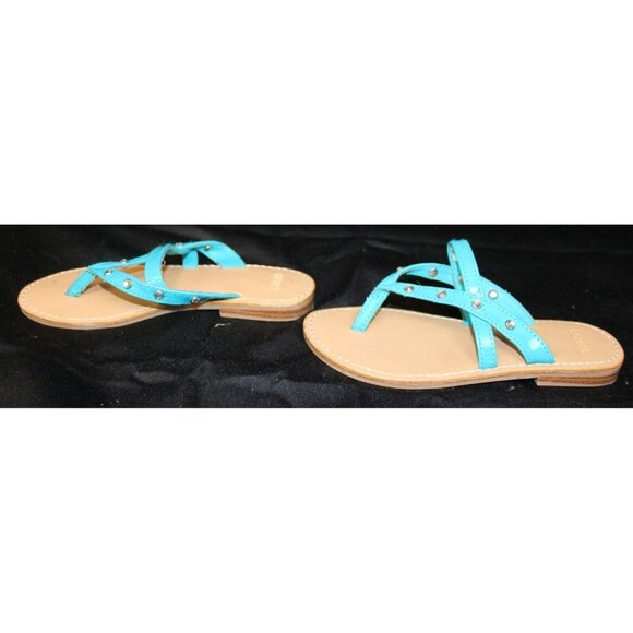 Gymboree Sea Splash Flip Flops sz 11 Thong Sandals Blue Rhinestone Sumer Beach - Picture 2 of 6